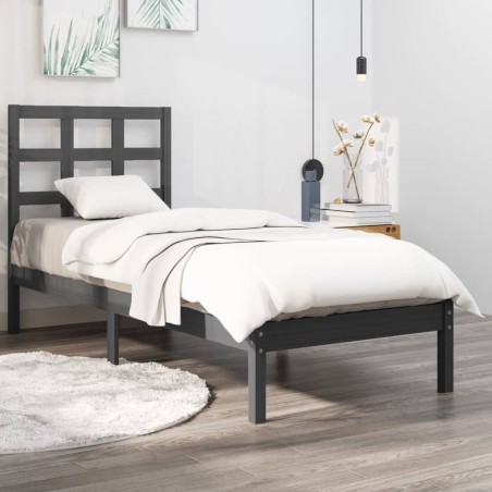 vidaXL Massivholzbett Grau 90x200 cm