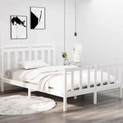 vidaXL Massivholzbett Weiß 140x190 cm