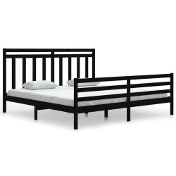 vidaXL Massivholzbett Schwarz 180x200 cm
