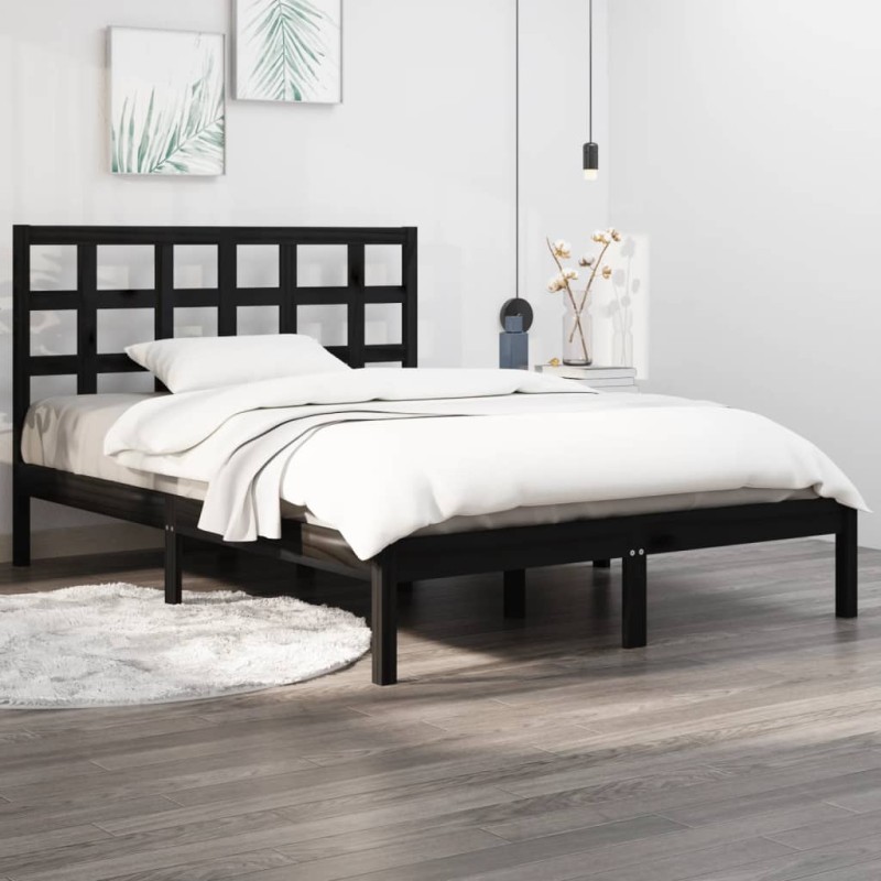 vidaXL Massivholzbett Schwarz 120x190 cm vidaXL Massivholzbett Schwarz 120x190 cm