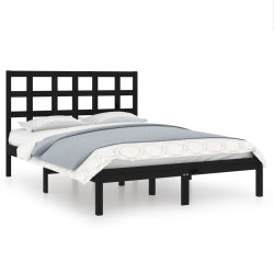 vidaXL Massivholzbett Schwarz 120x190 cm