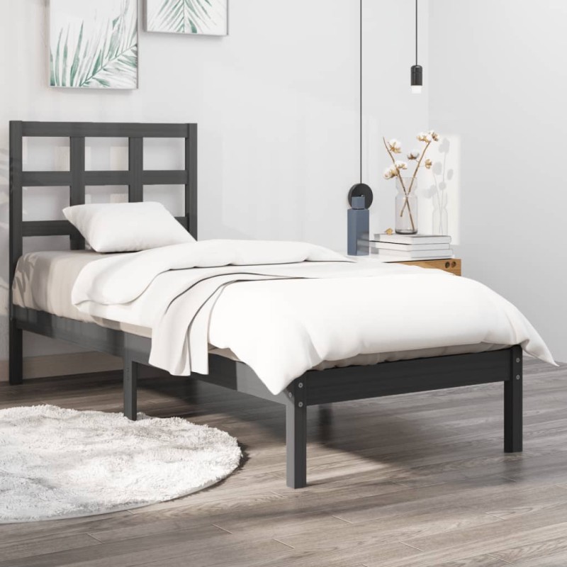 vidaXL Massivholzbett Grau 90x190 cm vidaXL Massivholzbett Grau 90x190 cm