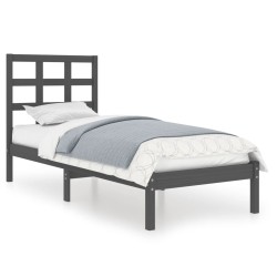 vidaXL Massivholzbett Grau 90x190 cm