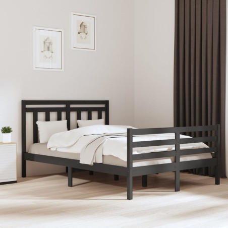 vidaXL Massivholzbett Grau 120x190 cm