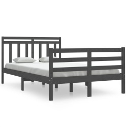 vidaXL Massivholzbett Grau 120x190 cm