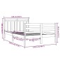 vidaXL Massivholzbett Grau 120x190 cm vidaXL Massivholzbett Grau 120x190 cm