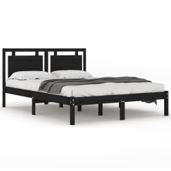 vidaXL Massivholzbett Schwarz 160x200 cm