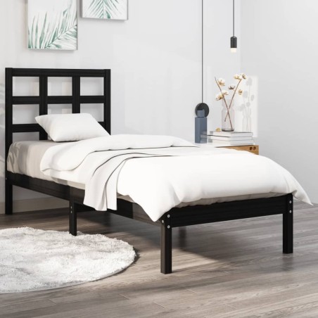 vidaXL Massivholzbett Schwarz 90x200 cm