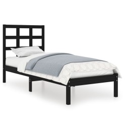 vidaXL Massivholzbett Schwarz 90x200 cm