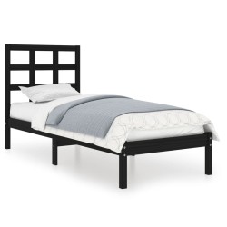 vidaXL Massivholzbett Schwarz 75x190 cm