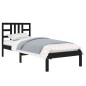 vidaXL Massivholzbett Schwarz 75x190 cm