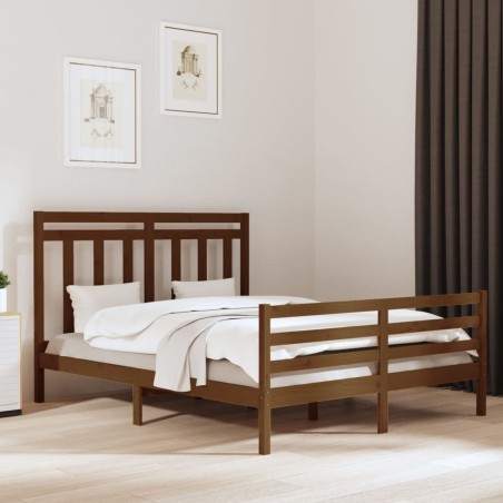 vidaXL Massivholzbett Honigbraun 160x200 cm