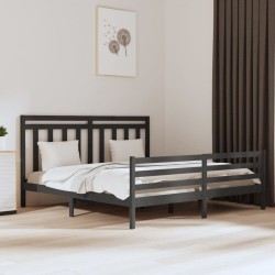 vidaXL Massivholzbett Grau 180x200 cm