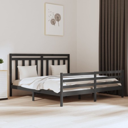 vidaXL Massivholzbett Grau 180x200 cm