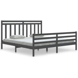 vidaXL Massivholzbett Grau 180x200 cm
