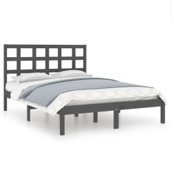 vidaXL Massivholzbett Grau 150x200 cm
