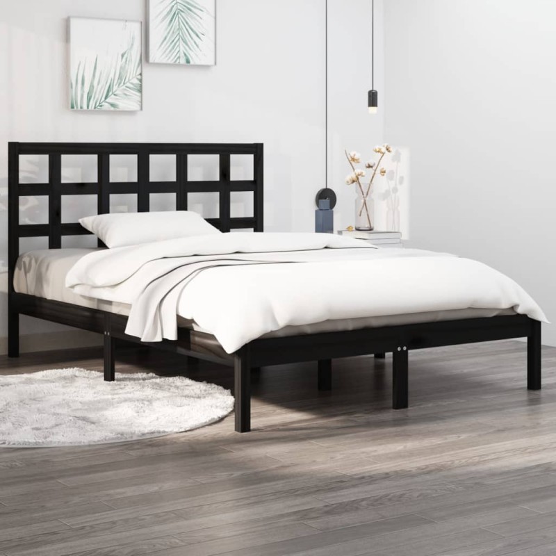 vidaXL Massivholzbett Schwarz 140x200 cm vidaXL Massivholzbett Schwarz 140x200 cm