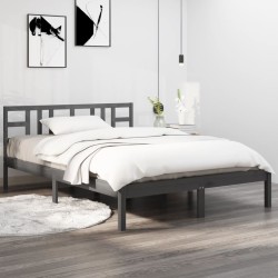 vidaXL Massivholzbett Grau 140x200 cm