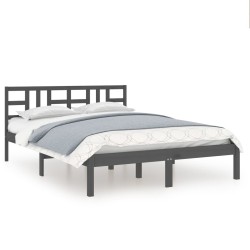 vidaXL Massivholzbett Grau 140x200 cm