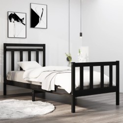 vidaXL Massivholzbett Schwarz 75x190 cm