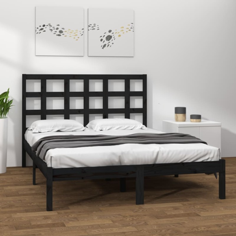 vidaXL Massivholzbett Schwarz 200x200 cm vidaXL Massivholzbett Schwarz 200x200 cm