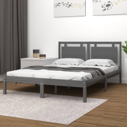 vidaXL Massivholzbett Grau 120x200 cm