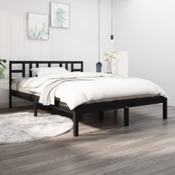 vidaXL Massivholzbett Schwarz 150x200 cm