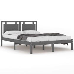 vidaXL Massivholzbett Grau 150x200 cm