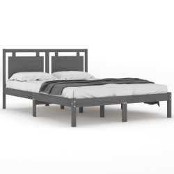vidaXL Massivholzbett Grau 140x190 cm