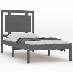 vidaXL Massivholzbett Grau 90x200 cm