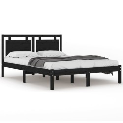 vidaXL Massivholzbett Schwarz 120x200 cm