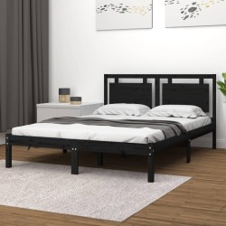vidaXL Massivholzbett Schwarz 180x200 cm