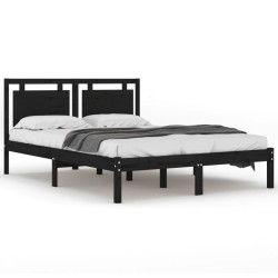vidaXL Massivholzbett Schwarz 180x200 cm