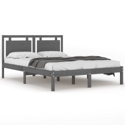 vidaXL Massivholzbett Grau 140x200 cm