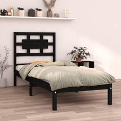 vidaXL Massivholzbett Schwarz 75x190 cm