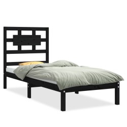 vidaXL Massivholzbett Schwarz 75x190 cm