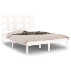 vidaXL Massivholzbett ohne Matratze Weiß 120x200 cm Kiefernholz