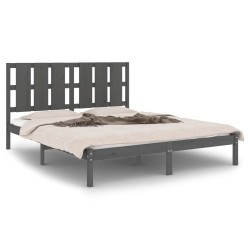 vidaXL Massivholzbett Grau 150x200 cm