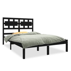 vidaXL Massivholzbett Schwarz 120x190 cm