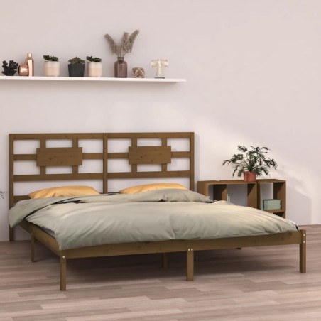 vidaXL Massivholzbett Honigbraun 200x200 cm