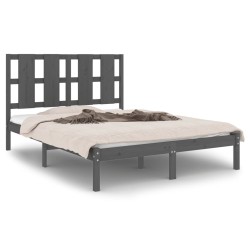vidaXL Massivholzbett Grau 120x190 cm