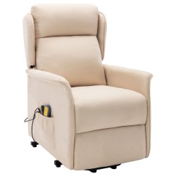 Massagesessel mit Aufstehhilfe Creme Stoff