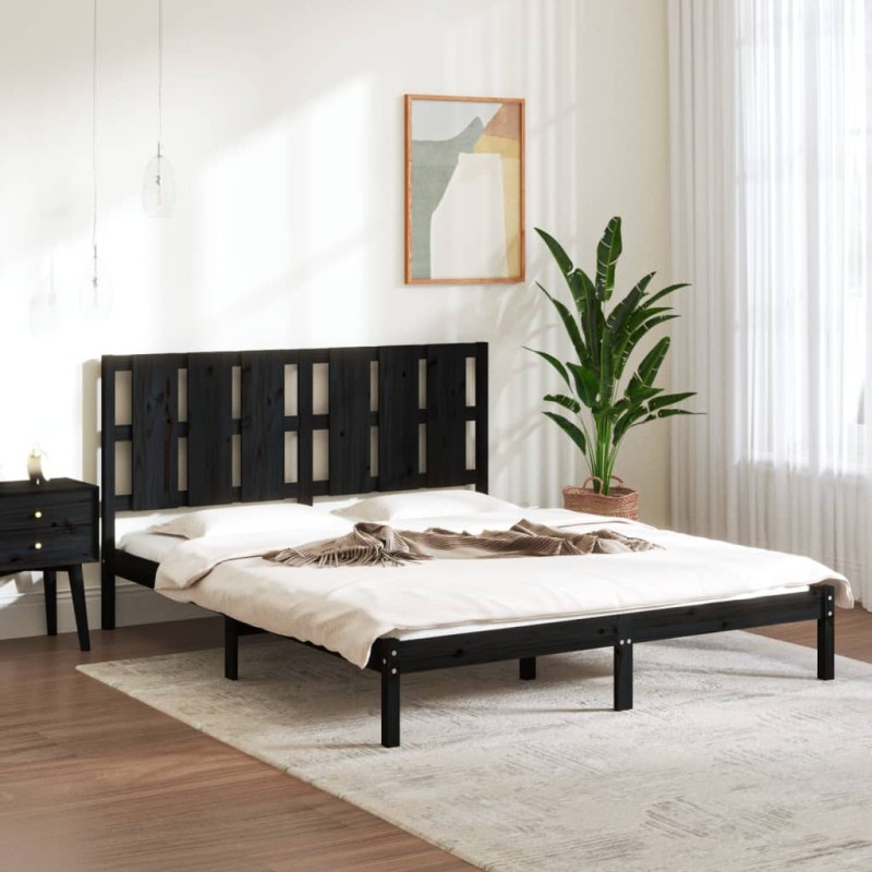 vidaXL Massivholzbett Schwarz Kiefer 160x200 cm vidaXL Massivholzbett Schwarz Kiefer 160x200 cm