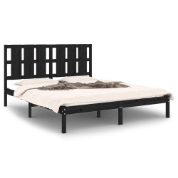 vidaXL Massivholzbett Schwarz Kiefer 160x200 cm