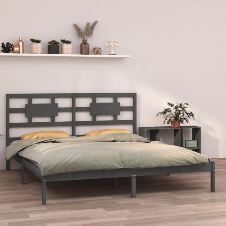 vidaXL Massivholzbett Grau 160x200 cm