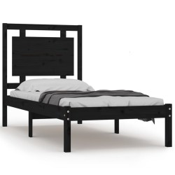 vidaXL Massivholzbett Schwarz 75x190 cm