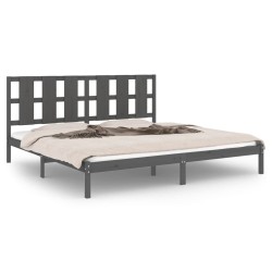 vidaXL Massivholzbett Grau 180x200 cm