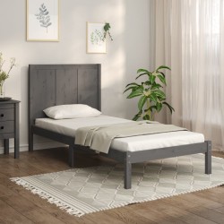 vidaXL Massivholzbett Grau Kiefer 90x190 cm
