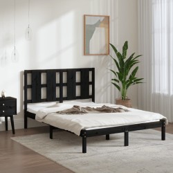 vidaXL Massivholzbett Schwarz 120x190 cm
