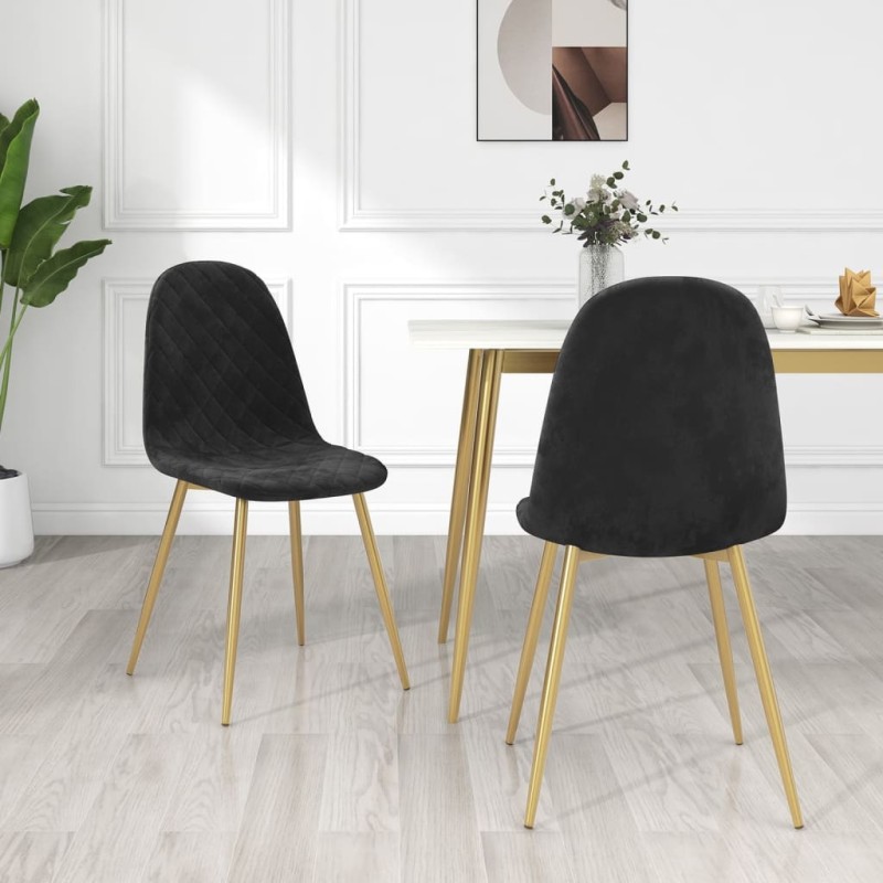 Esszimmerstühle 2 Stk. Schwarz Samt Esszimmerstühle 2 Stk. Schwarz Samt